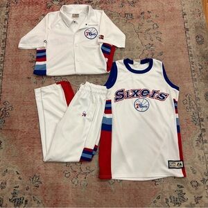 Philadelphia 76ers Hardwood Classics Warm Up Set Medium Jersey Pants NBA Retro